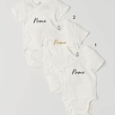 Custom Name on H&amp;M 3-pack wrapover bodysuits - White